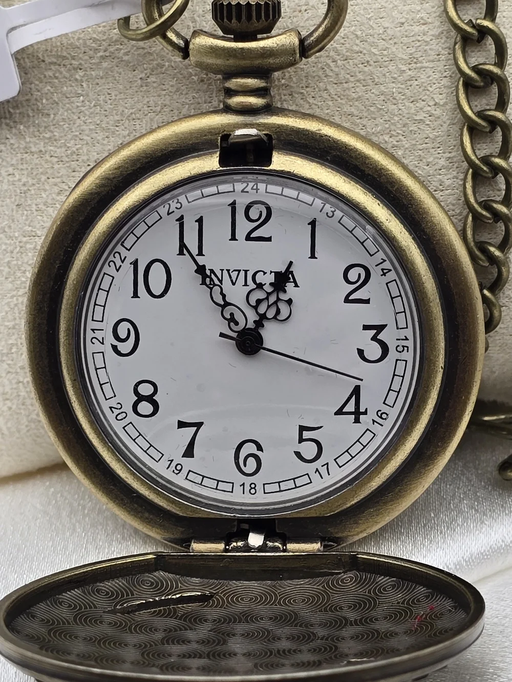 Invicta Bronze Tone Train Motif Pocket Watch